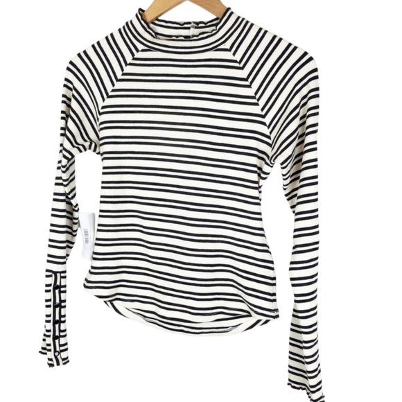 New With Tag Women’s Free People Sunday Afternoon Striped Cutout Top Ivory Shirt - Picture 8 of 16